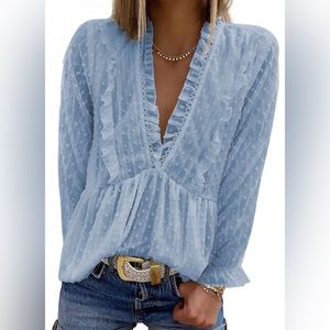 Blue Blouse size large NWOT